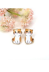 Orange Cat Picture Stud Earring