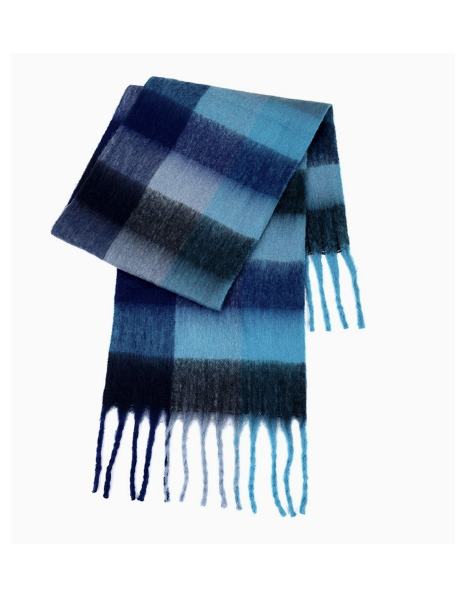 Sweetkama Colorblock Plaid Scarf - Hues of Blues