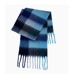 Colorblock Plaid Scarf - Hues of Blues