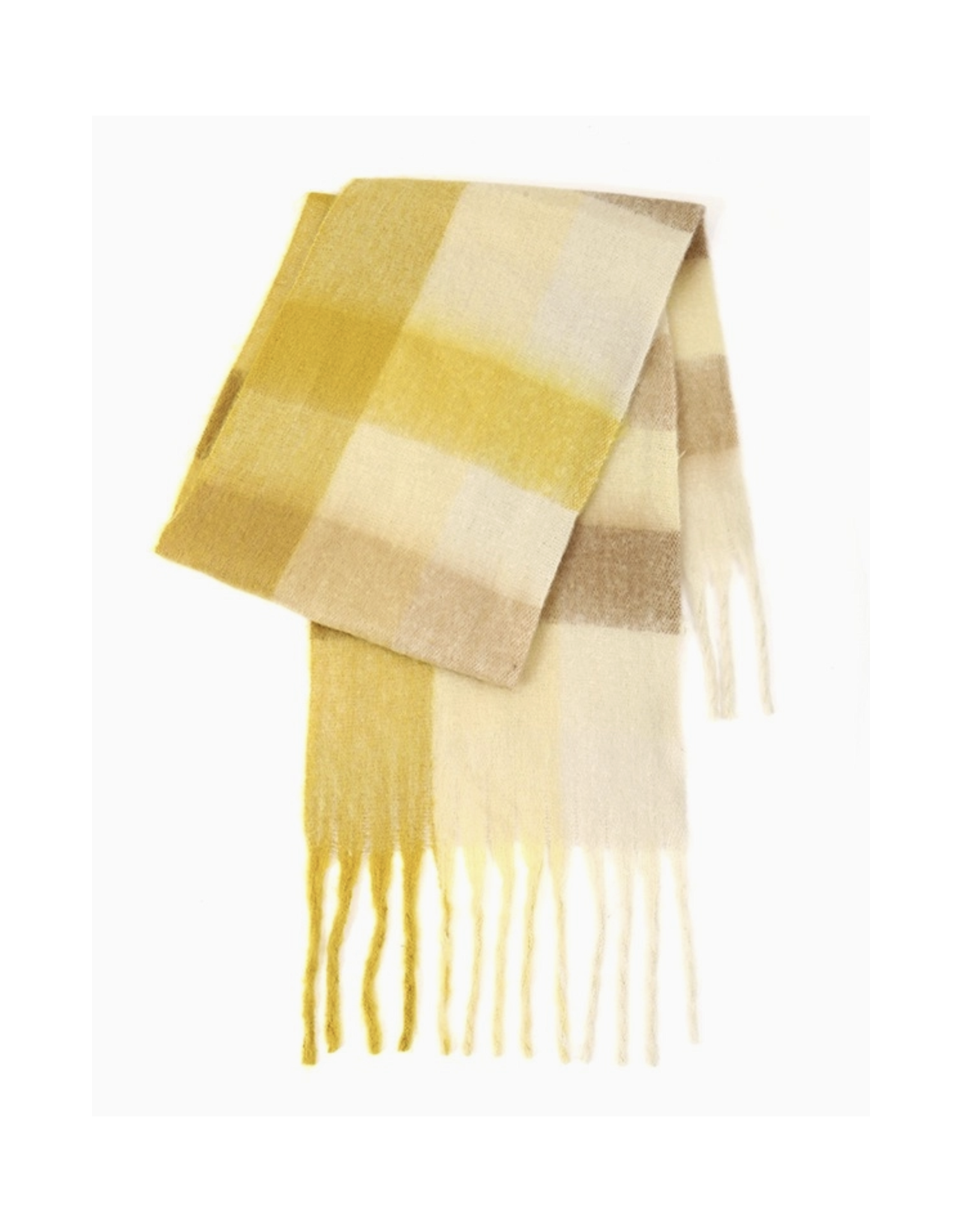 Sweetkama Colorblock Plaid Scarf - Lemon Yellow