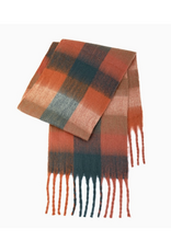 Colorblock Plaid Scarf - Orange/Green