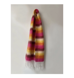 Colorblock Stripe Scarf - Rose
