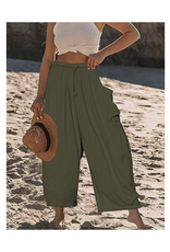 Sweetkama Elastic Waist Wide Leg Pants