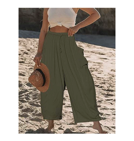 Sweetkama Elastic Waist Wide Leg Pants