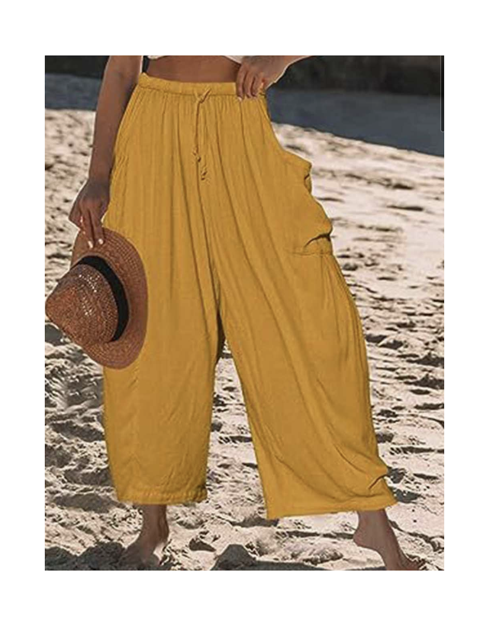 Elastic Waist Wide Leg Pants
