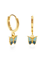 Vintage Butterfly Huggie Hoop Earrings - Blue