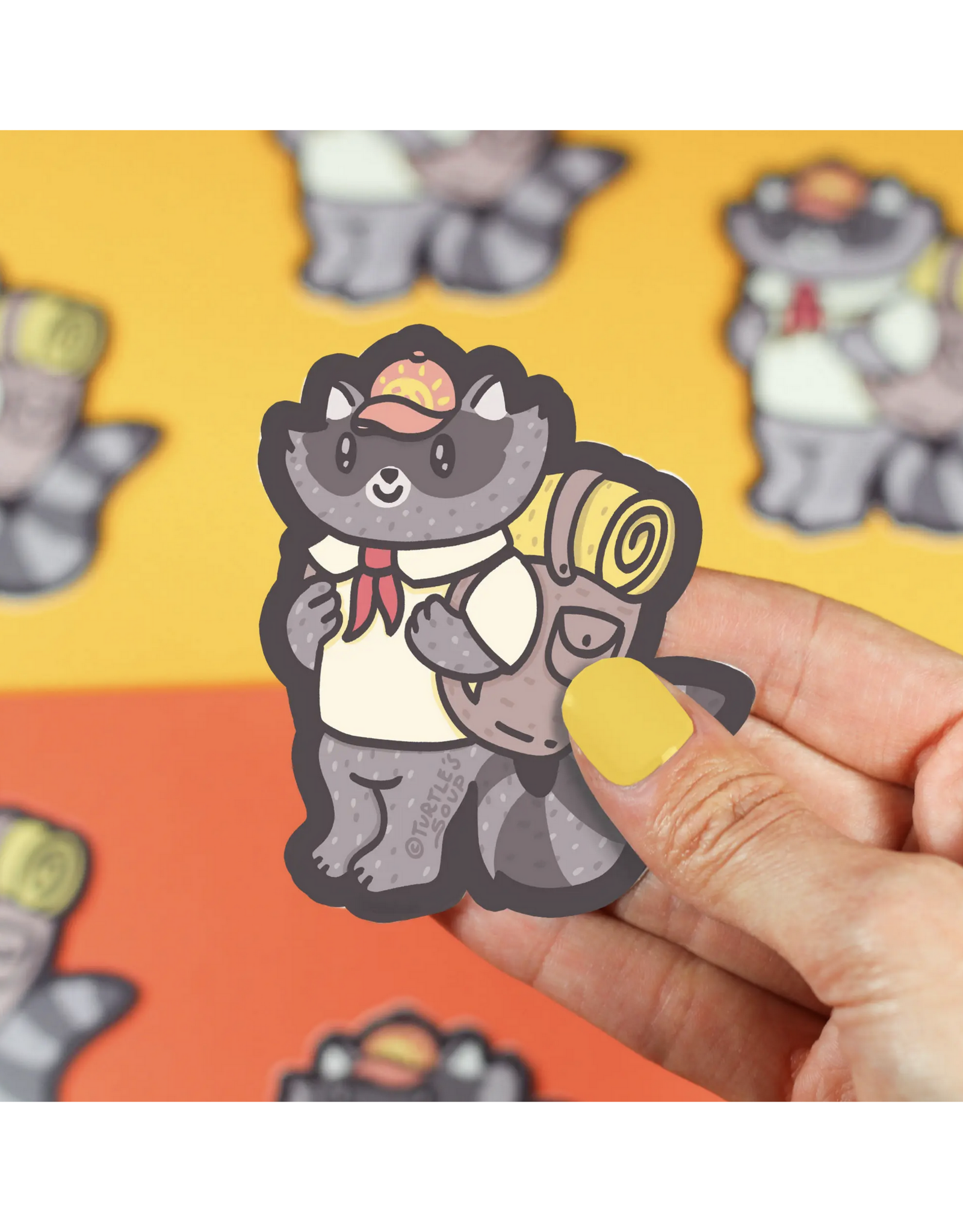 Hiking Raccoon Sticker