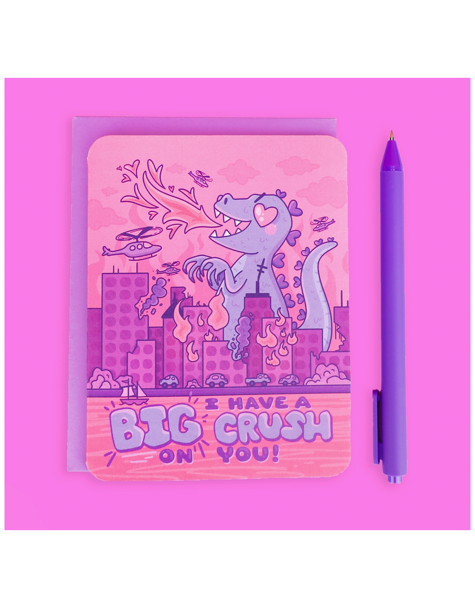 I Have a Big Crush on You Kaiju Greeting Card