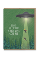 UFO Hope Your Holiday Wishes Come True Greeting Card
