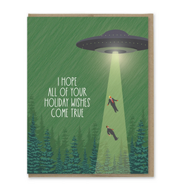 UFO Hope Your Holiday Wishes Come True Greeting Card