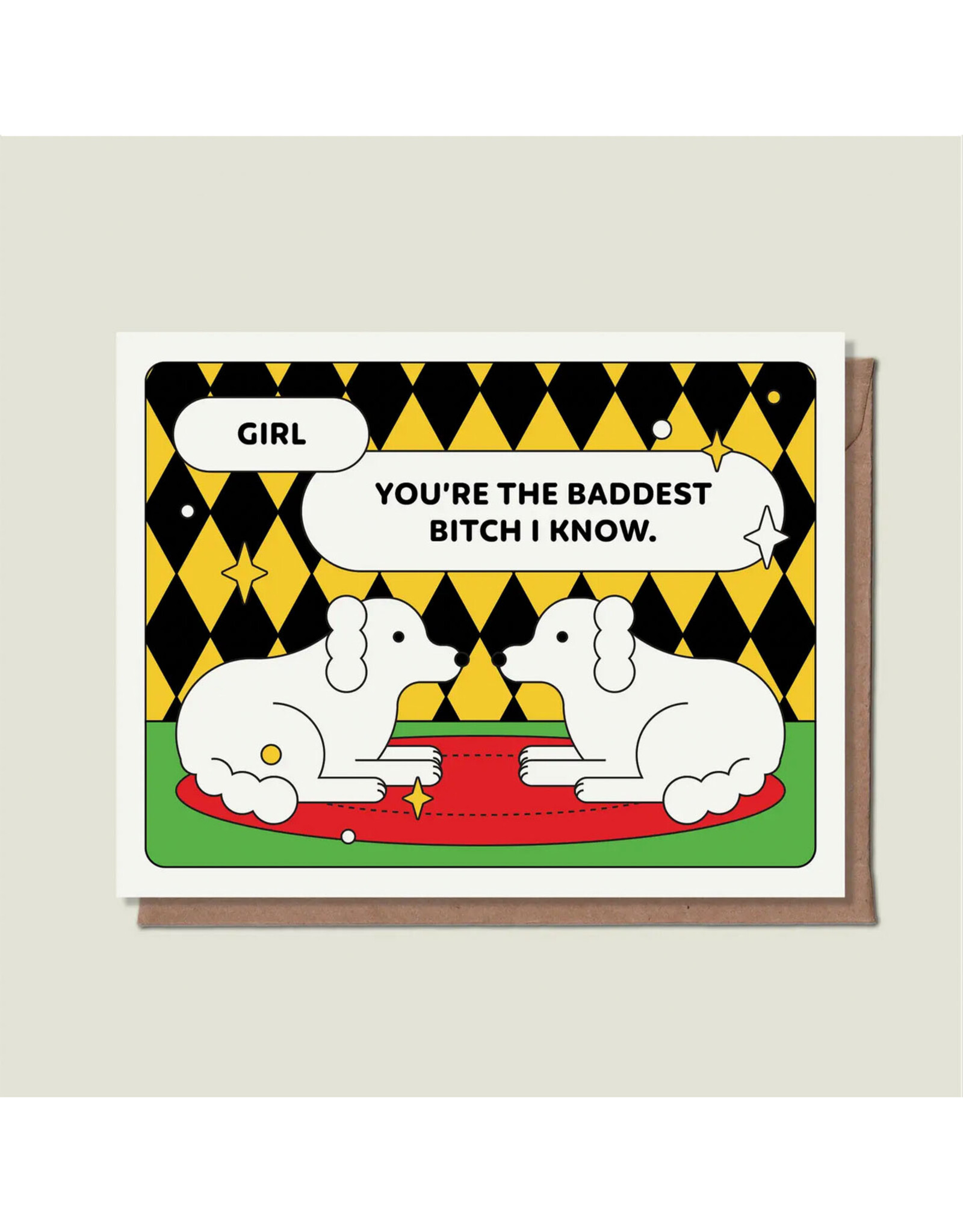Baddest Bitch Cute Pups Greeting Card