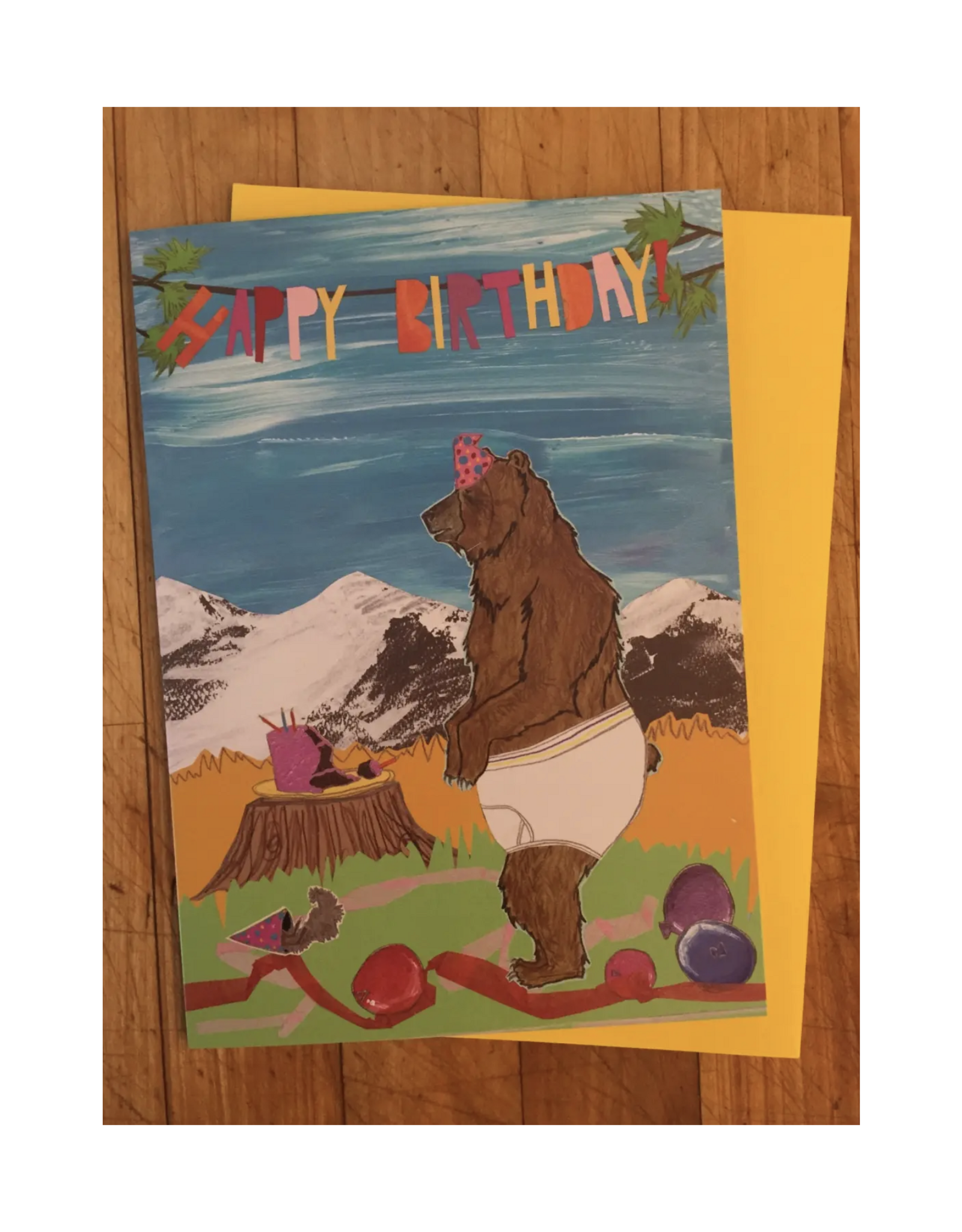 Happy Birthday Underwear Bear Greeting Card