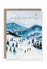 Sending Love Across Miles Snowy Greeting Card