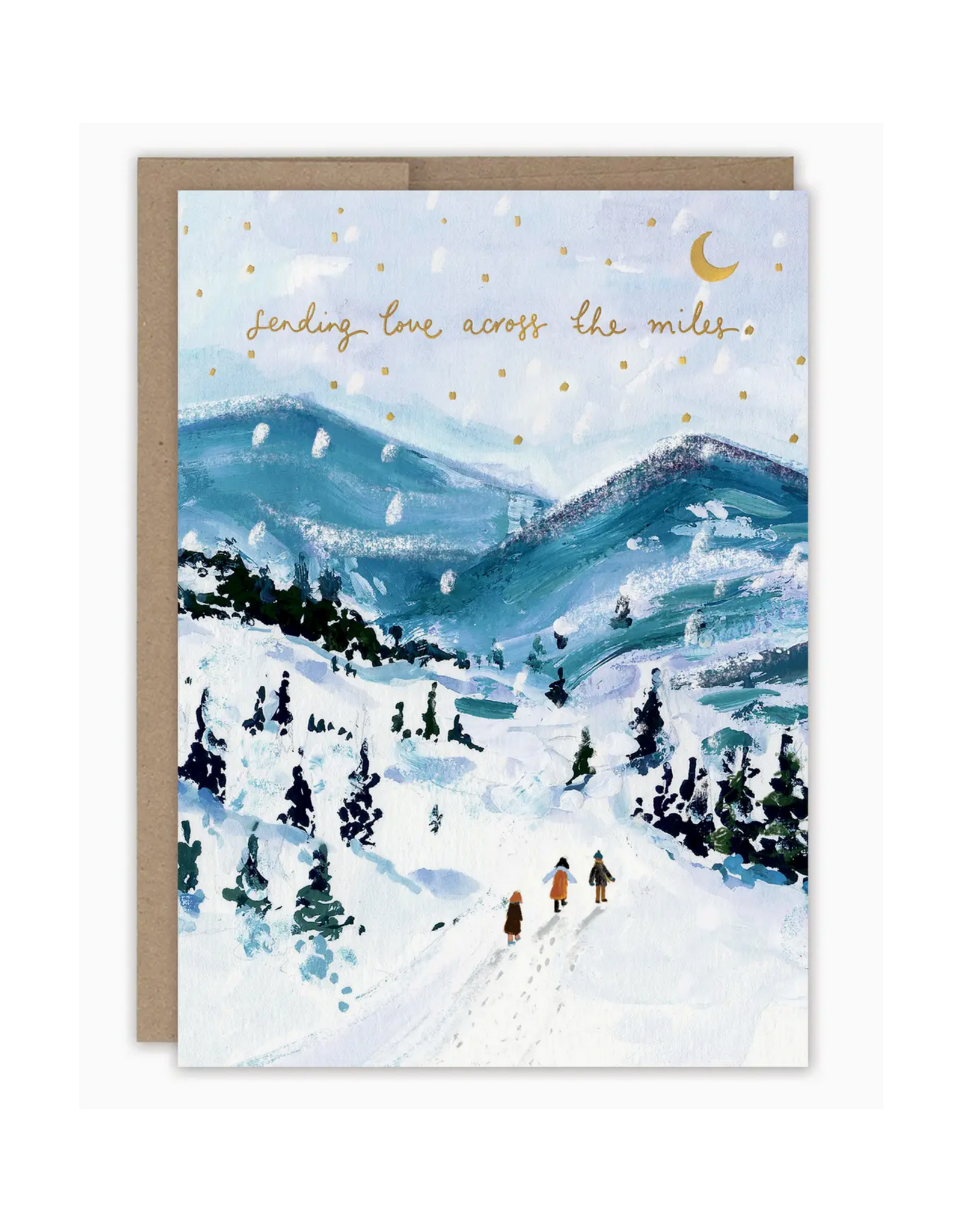Sending Love Across Miles Snowy Greeting Card