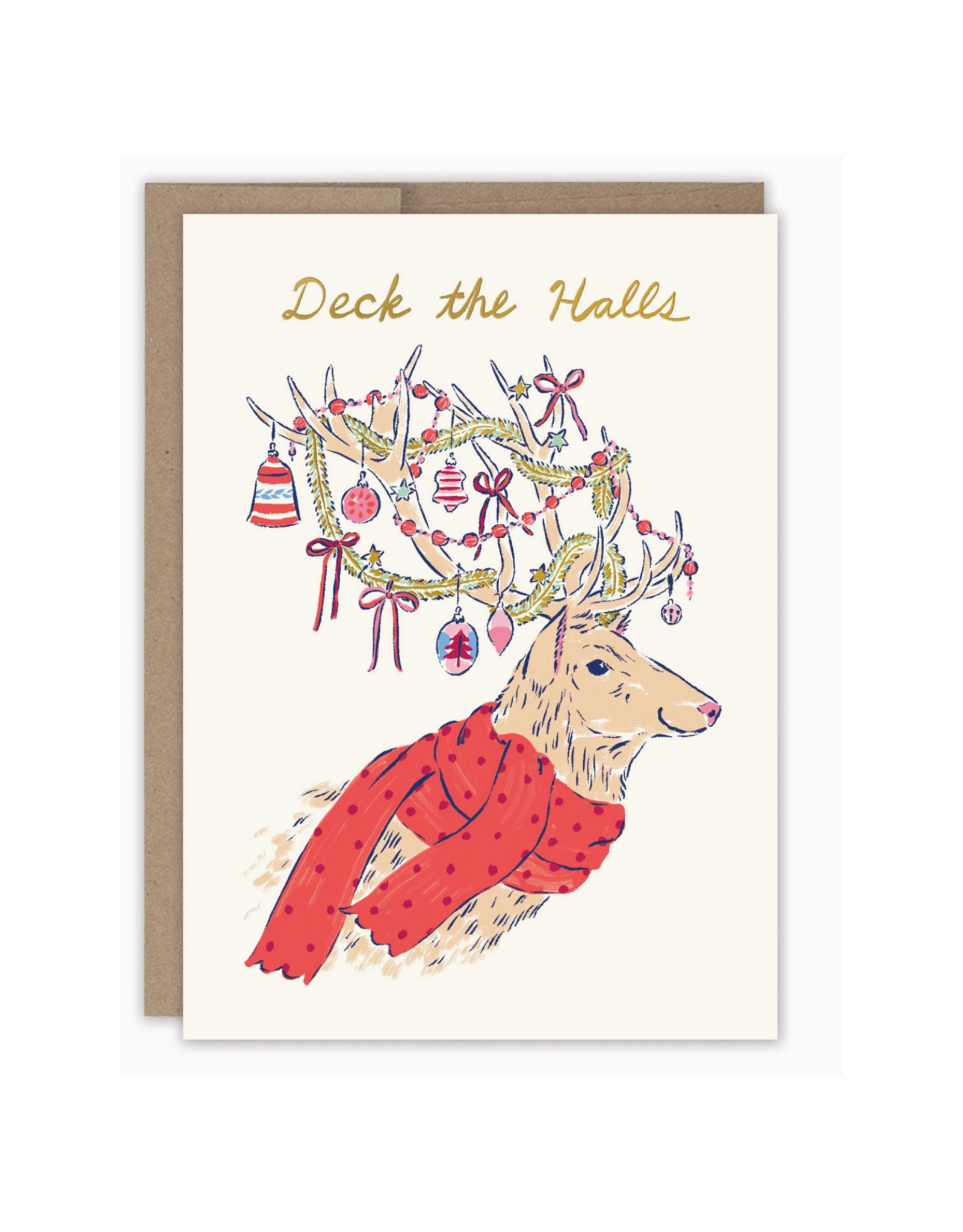 Deck the Halls Reindeer Holiday Greeting Card