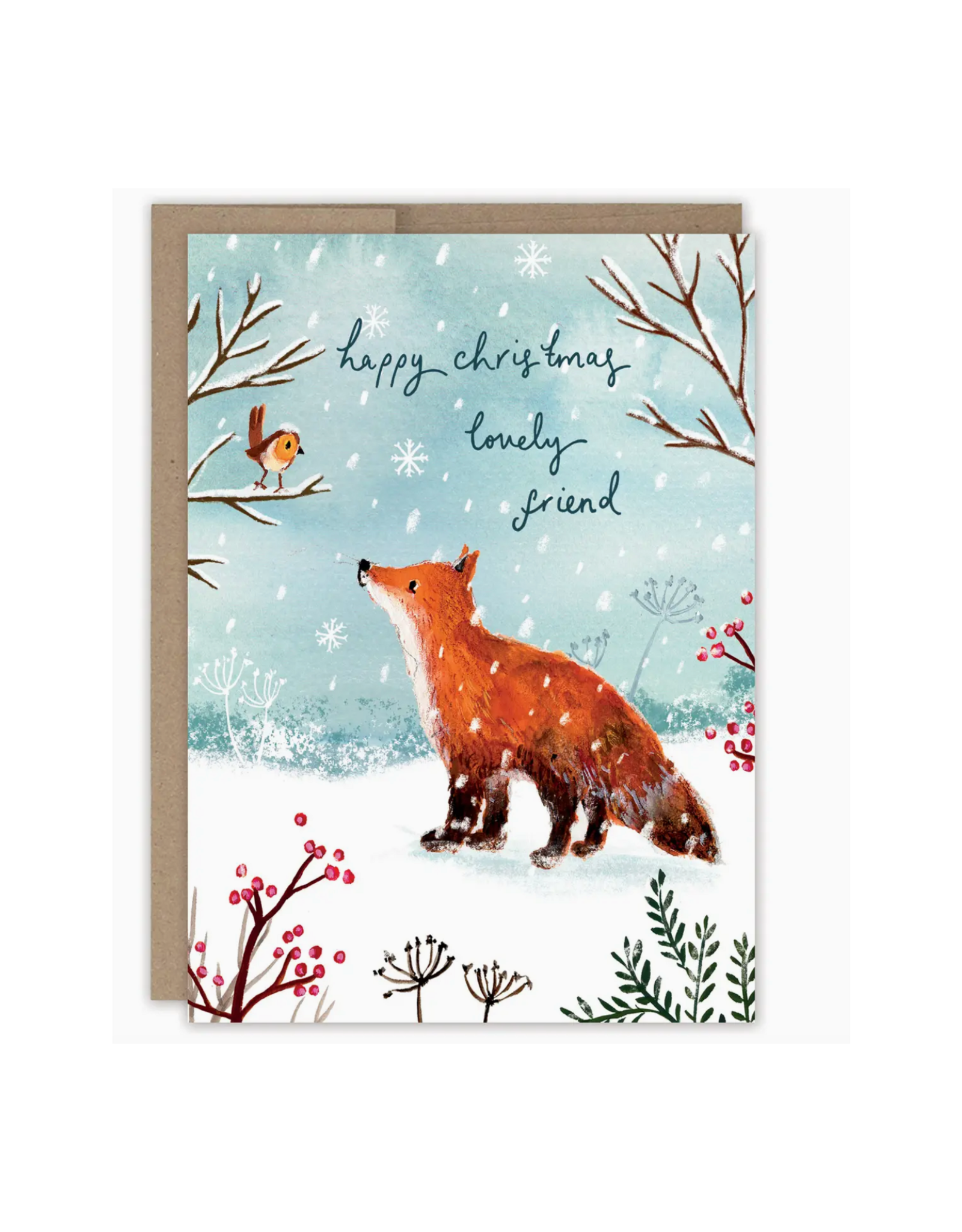 Happy Christmas Lovely Friend Fox Greeting Card