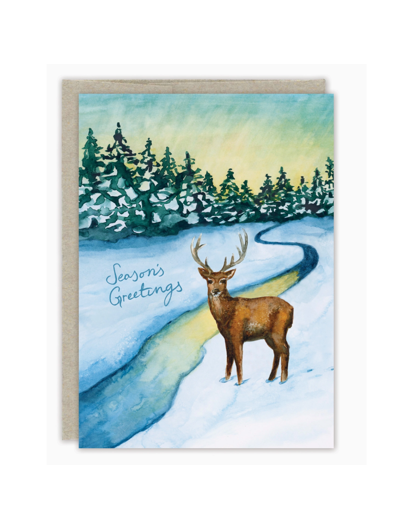 Deer Season's Greeting Landscape Holiday Greeting Card