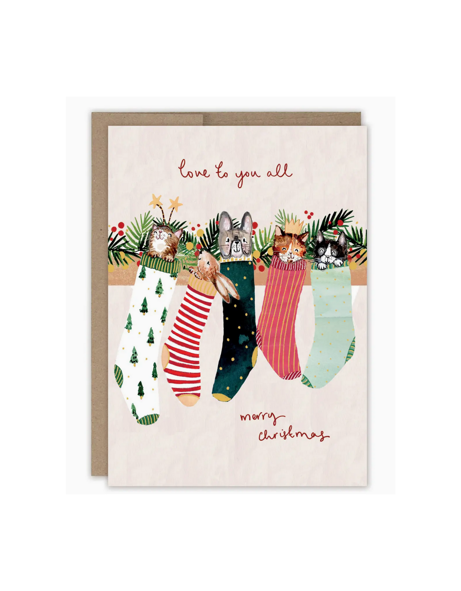 Animals in Stockings Holiday Greeting Card