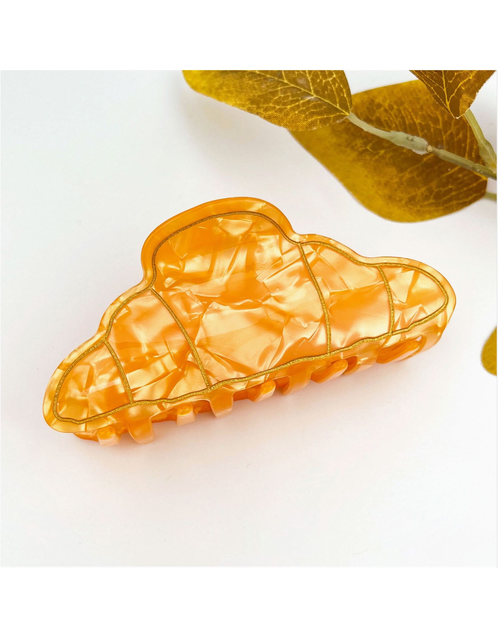 Beige Croissant Claw Clip