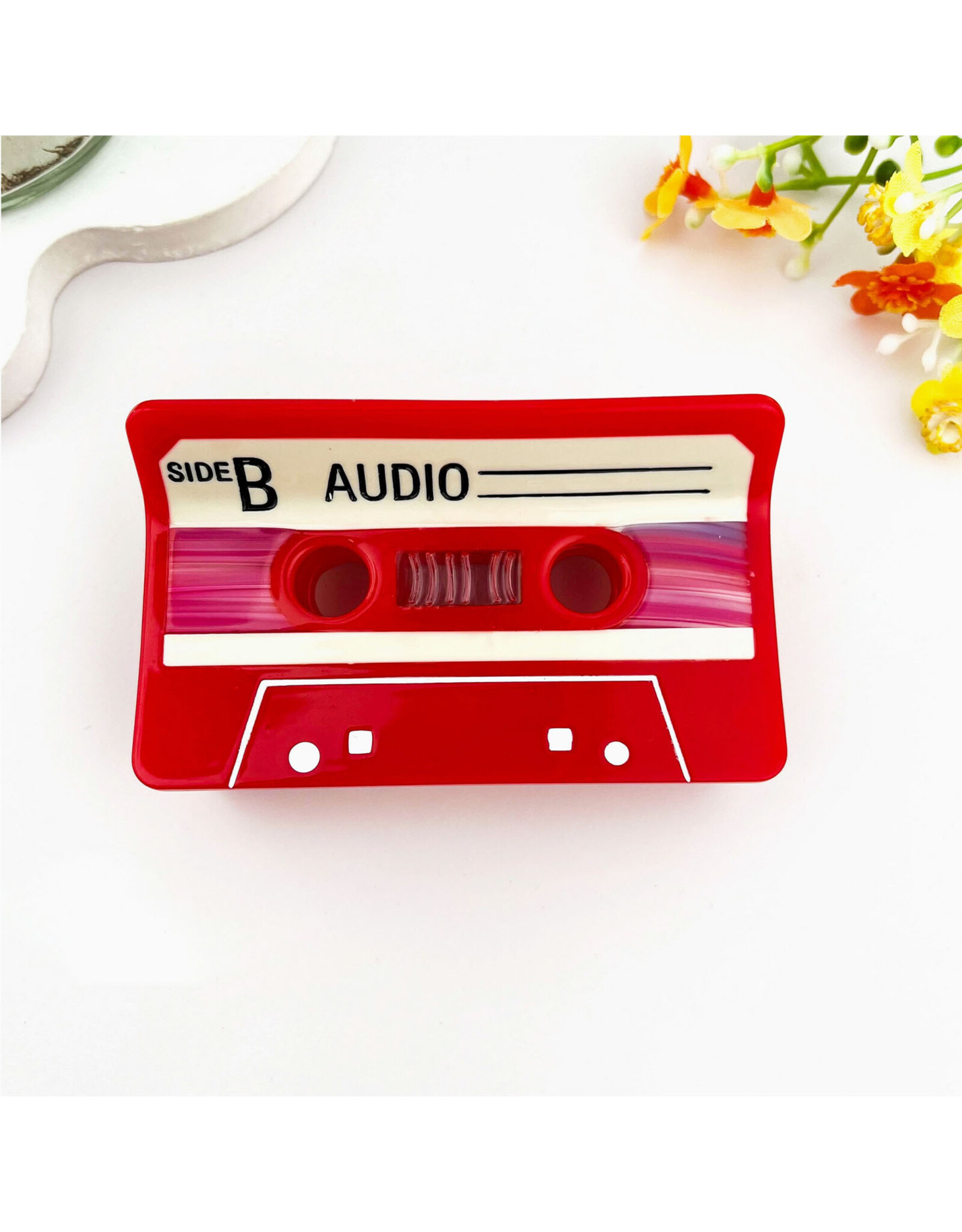Retro Red Cassette Claw Clip