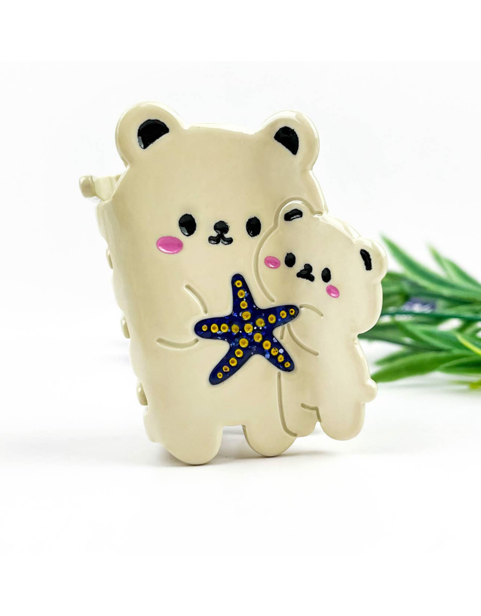 White Bears with Starfish Claw Clip