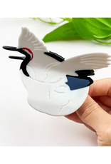 Elegant White Crane Claw Clip