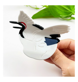 Elegant White Crane Claw Clip