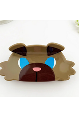 Brown Dog Face Claw Clip