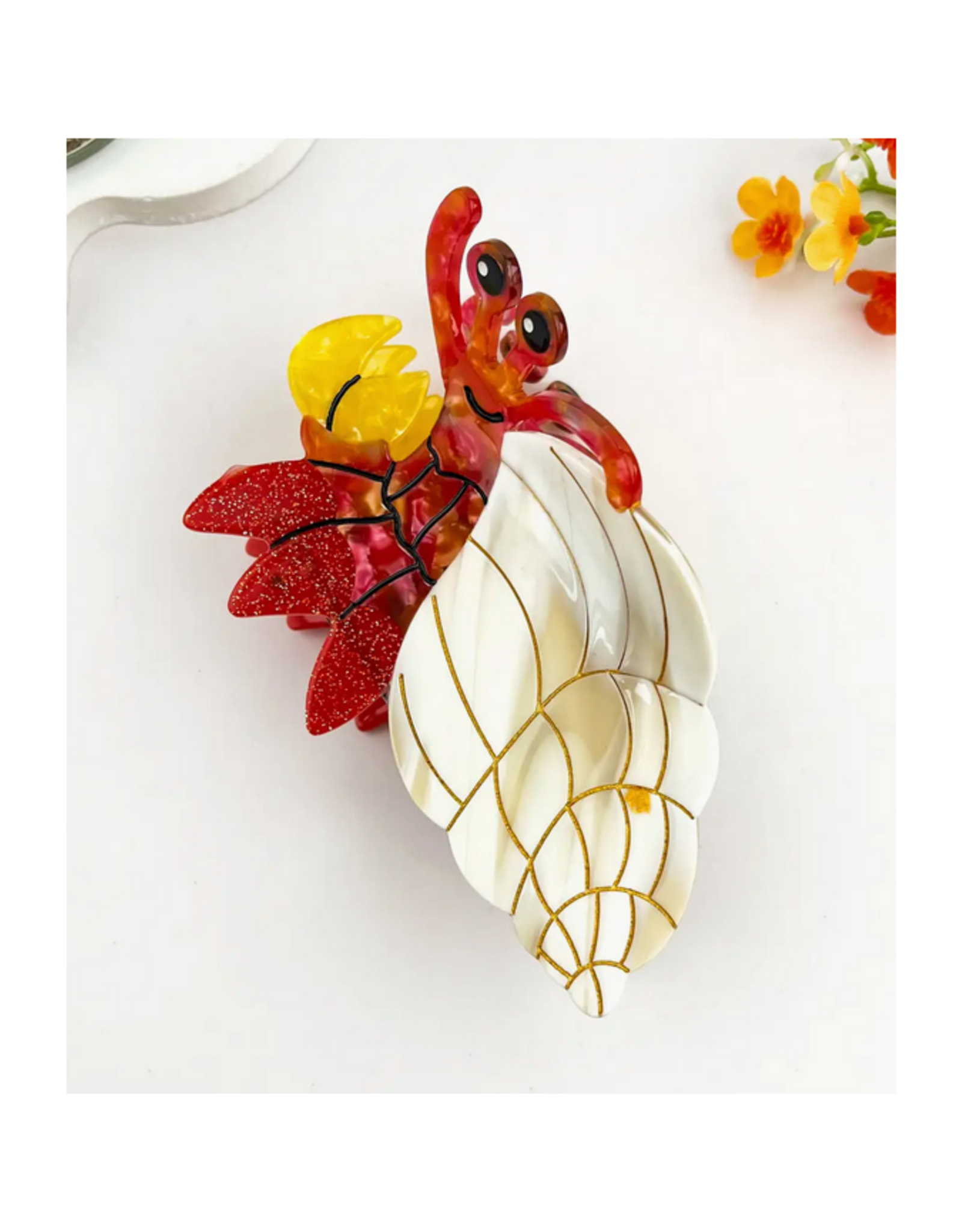 Hermit Crab Cream Shell Claw Clip