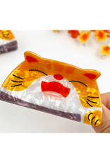 Happy Orange Cat Face Claw Clip