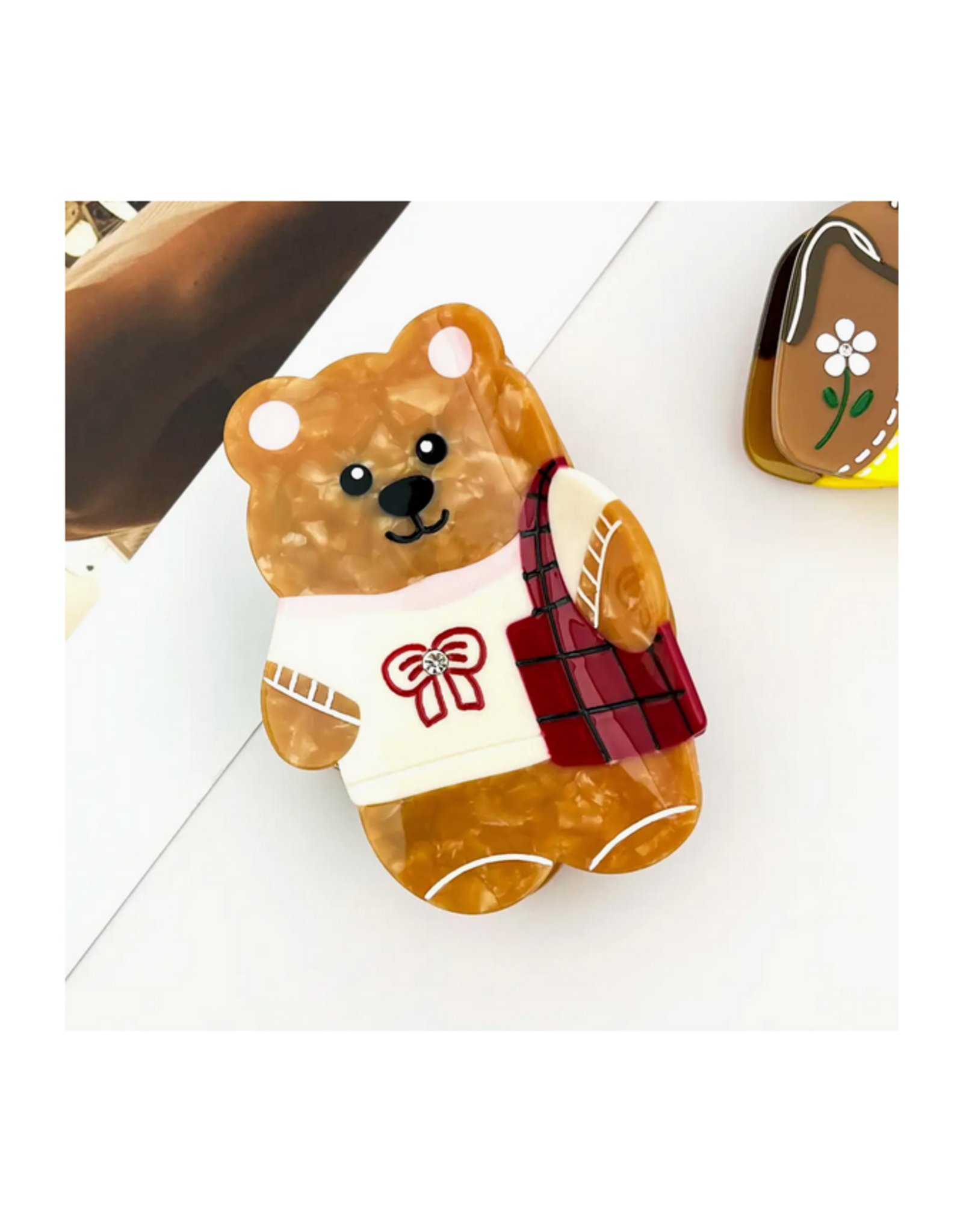 Cute Bear With Purse Claw Clip