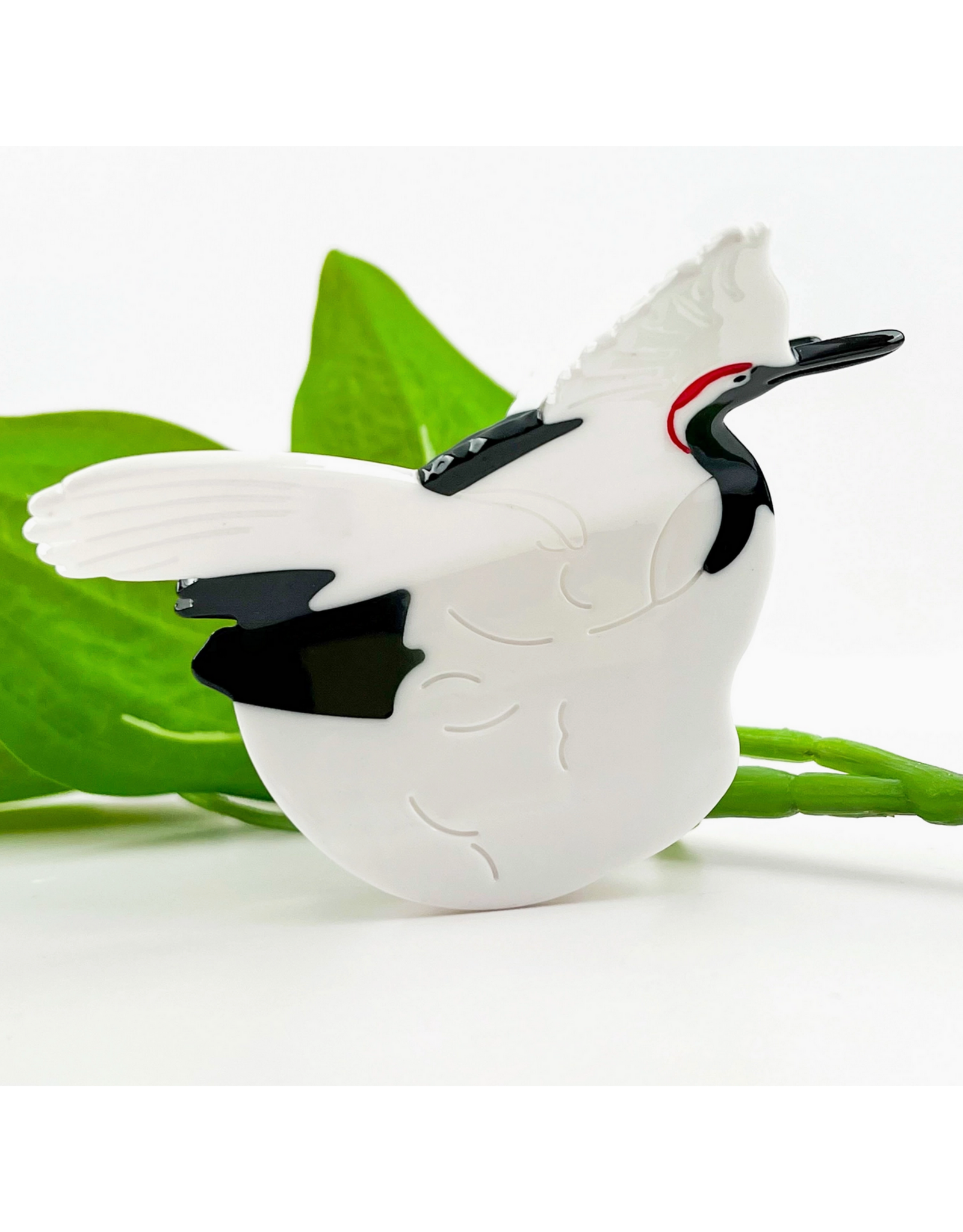 Elegant White Crane Hair Claw Clip