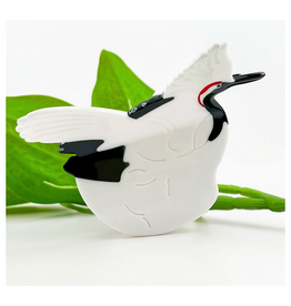 Elegant White Crane Hair Claw Clip