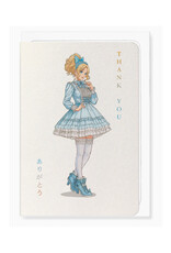 Thank You Anime Girl in Blue Greeting Card