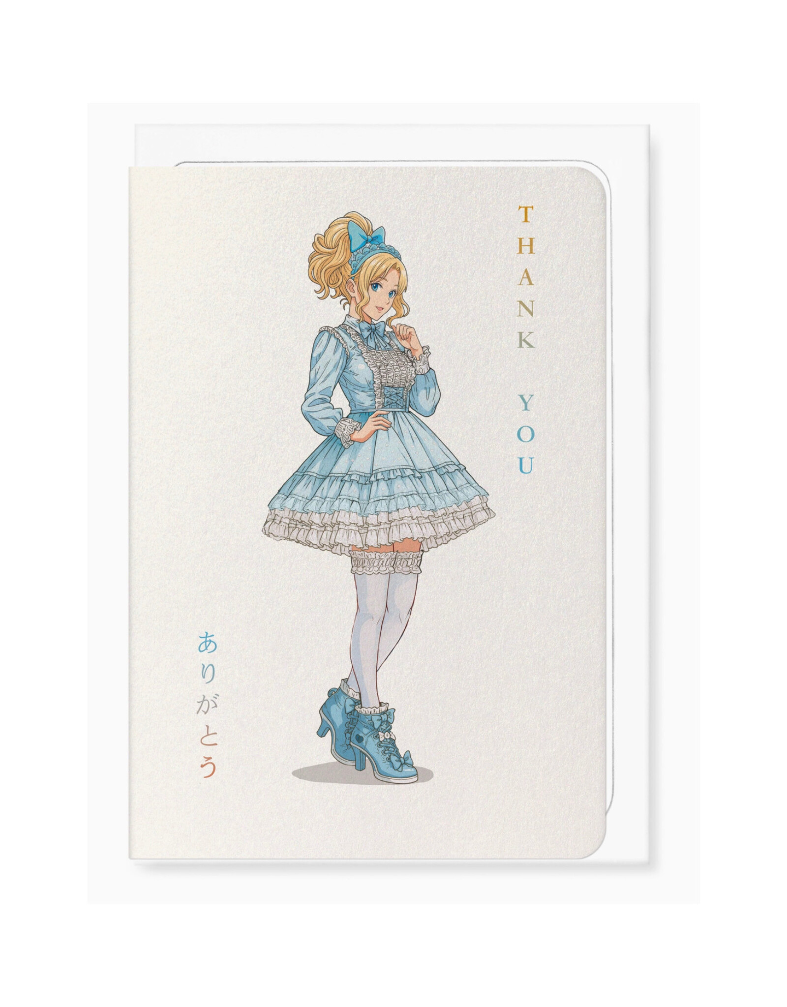 Thank You Anime Girl in Blue Greeting Card