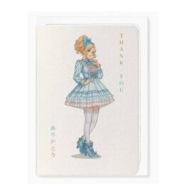 Thank You Anime Girl in Blue Greeting Card
