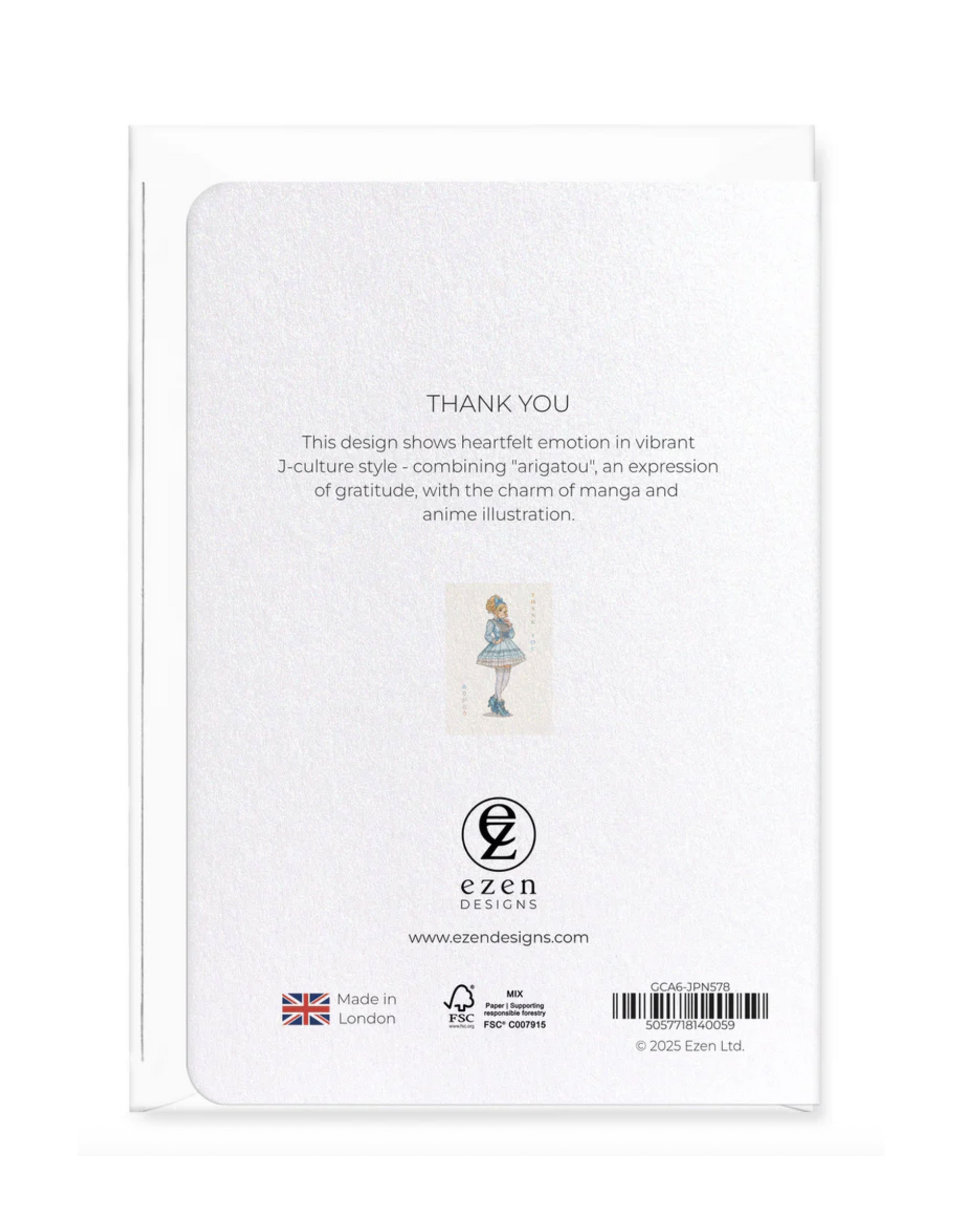 Thank You Anime Girl in Blue Greeting Card