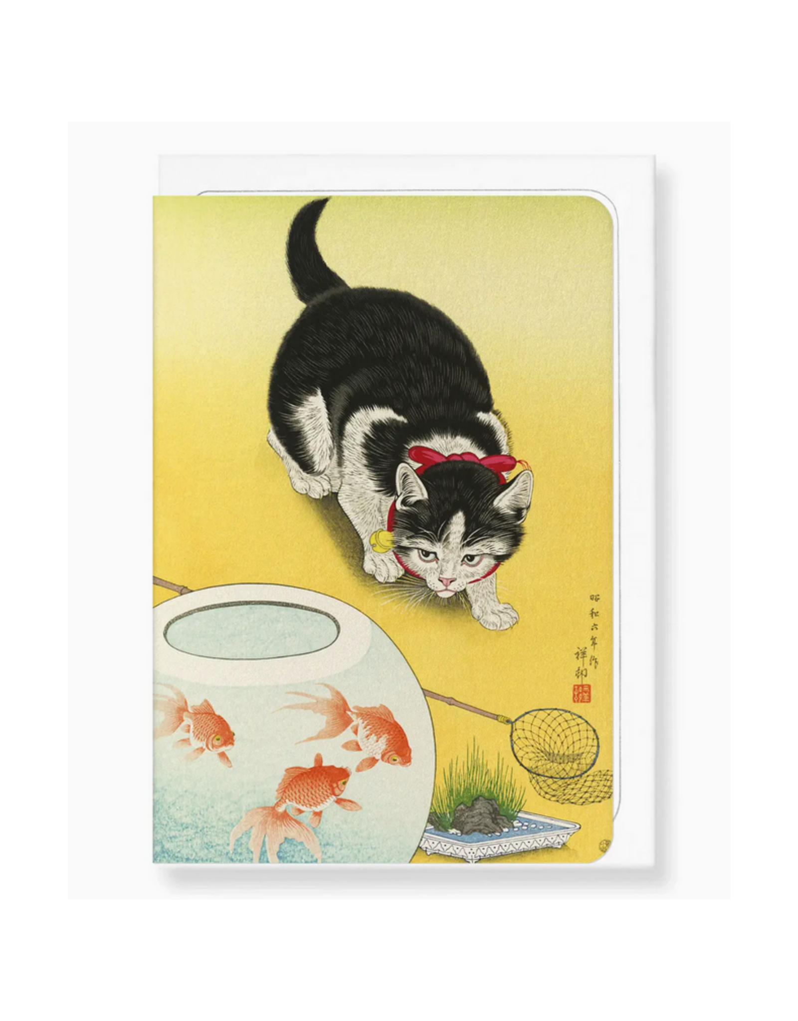 Cat And Goldfish Bowl Greeting Card