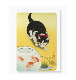 Cat And Goldfish Bowl Greeting Card