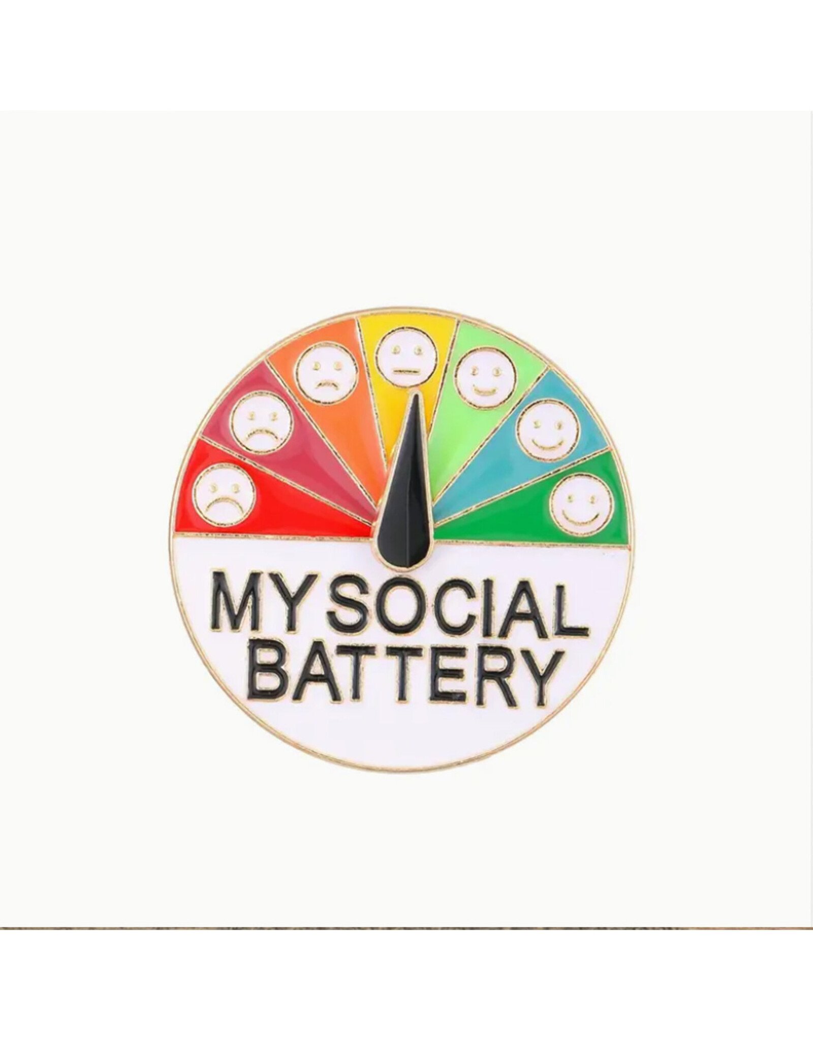 Social Battery Interactive Circle Enamel Pin - Seconds Sale