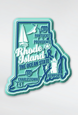 Rhode Island Ocean State Aqua Map Magnet