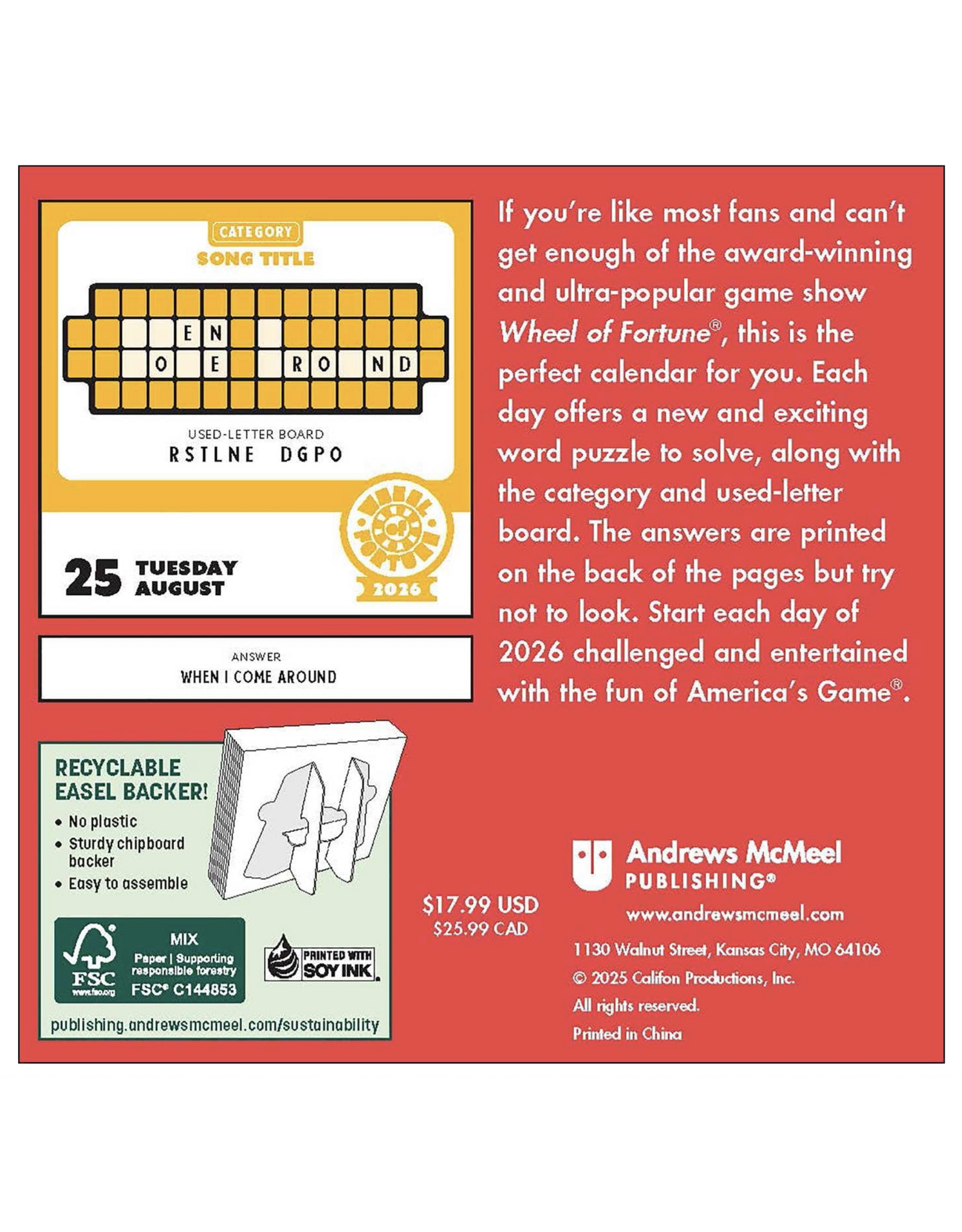 Wheel of Fortune Day-To-Day Calendar 2026