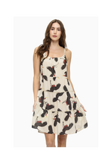 Yak & Yeti Ruffled Crane Print Dress