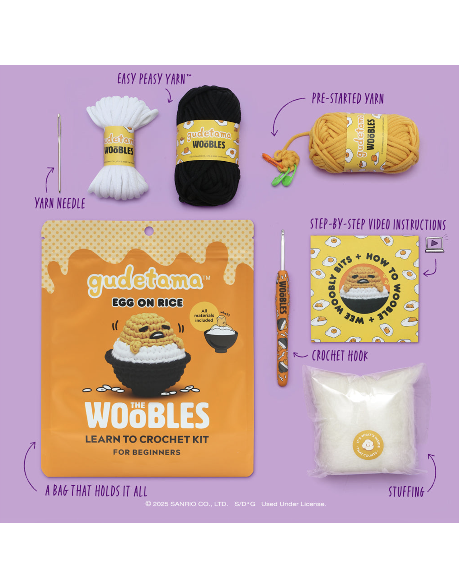 The Woobles Gudetama on Rice Crochet Kit