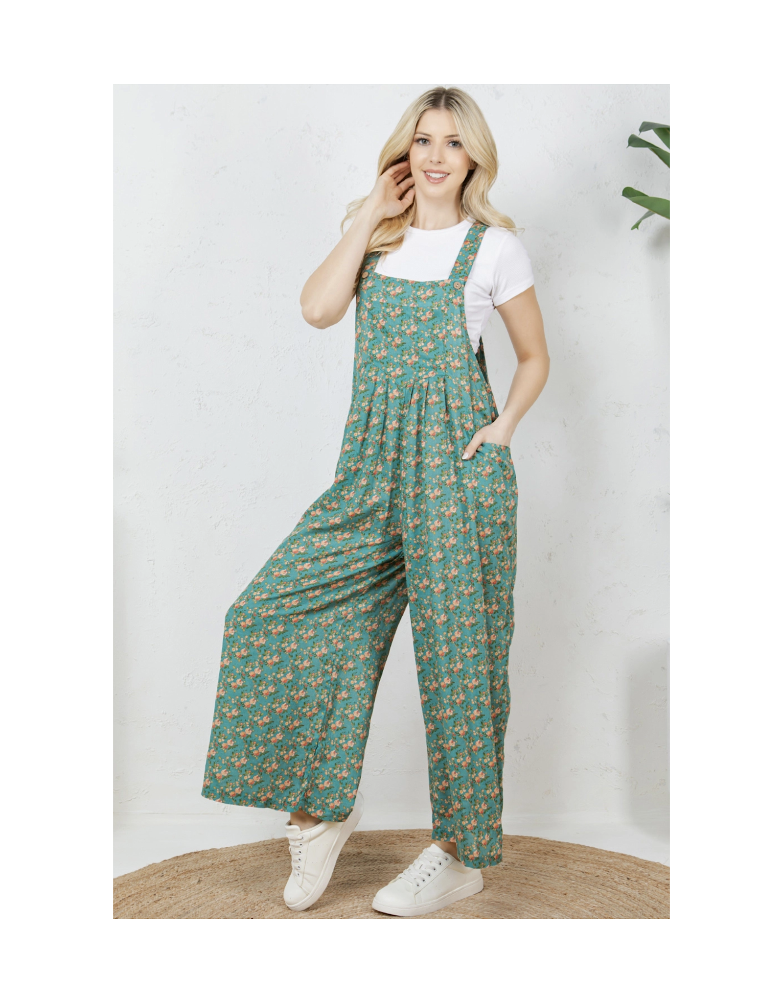 Peachy Florals Overalls