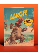 Godzilla Beach Birthday Party  Greeting Card