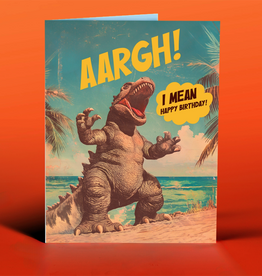 Godzilla Beach Birthday Party  Greeting Card