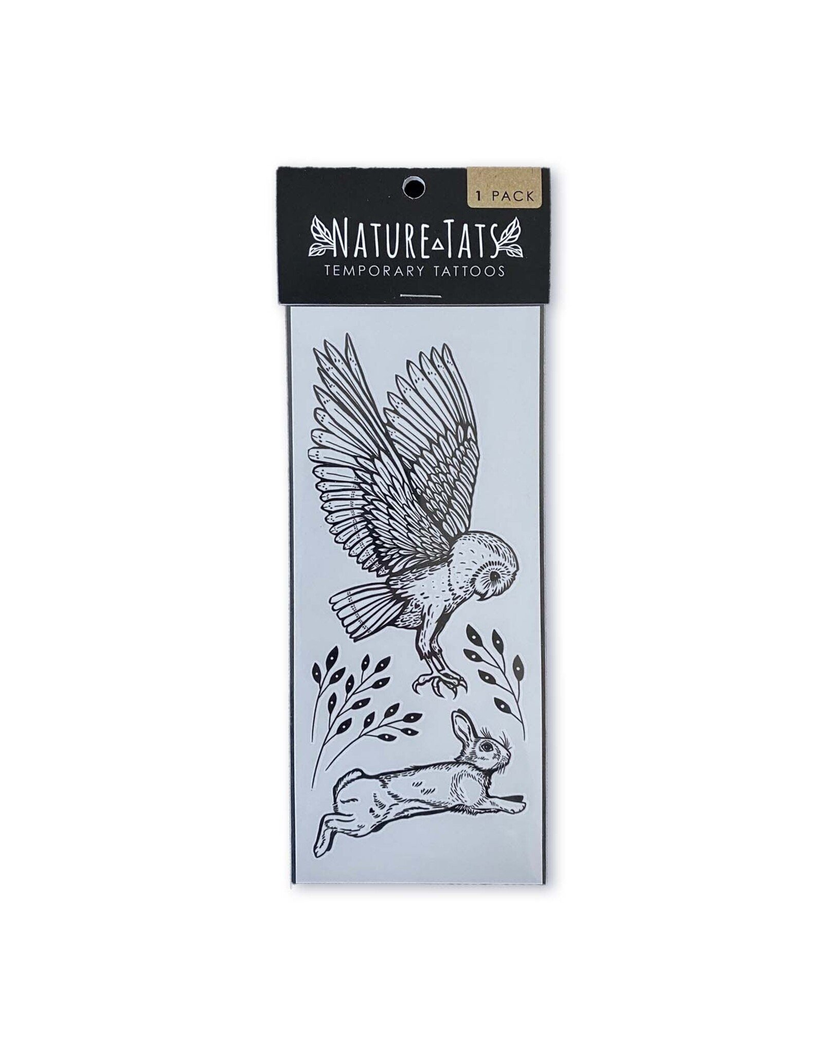 NatureTats Owl and Rabbit Temporary Tattoo