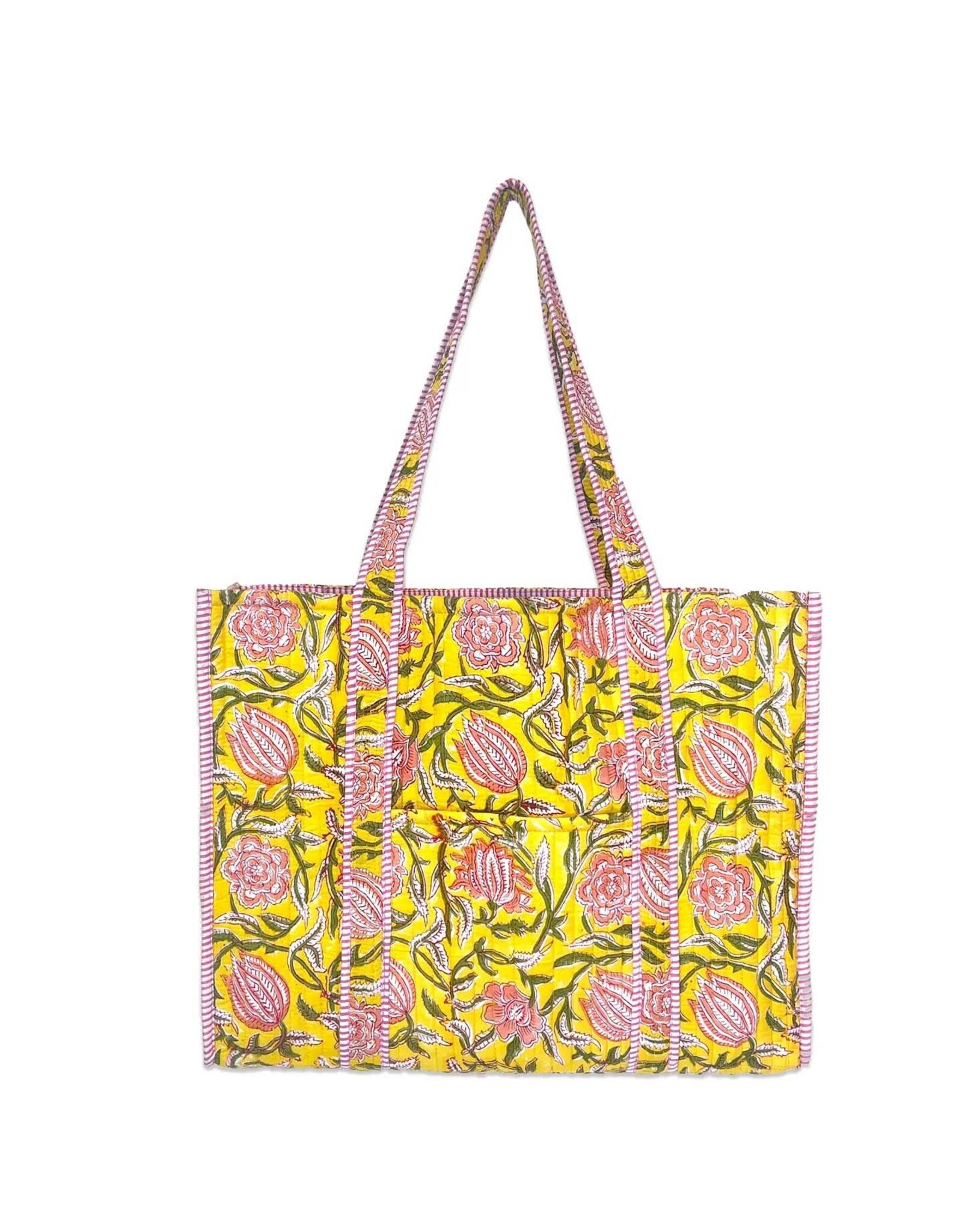 Quilted Tote With Outer Pocket (Lots of Colors!)