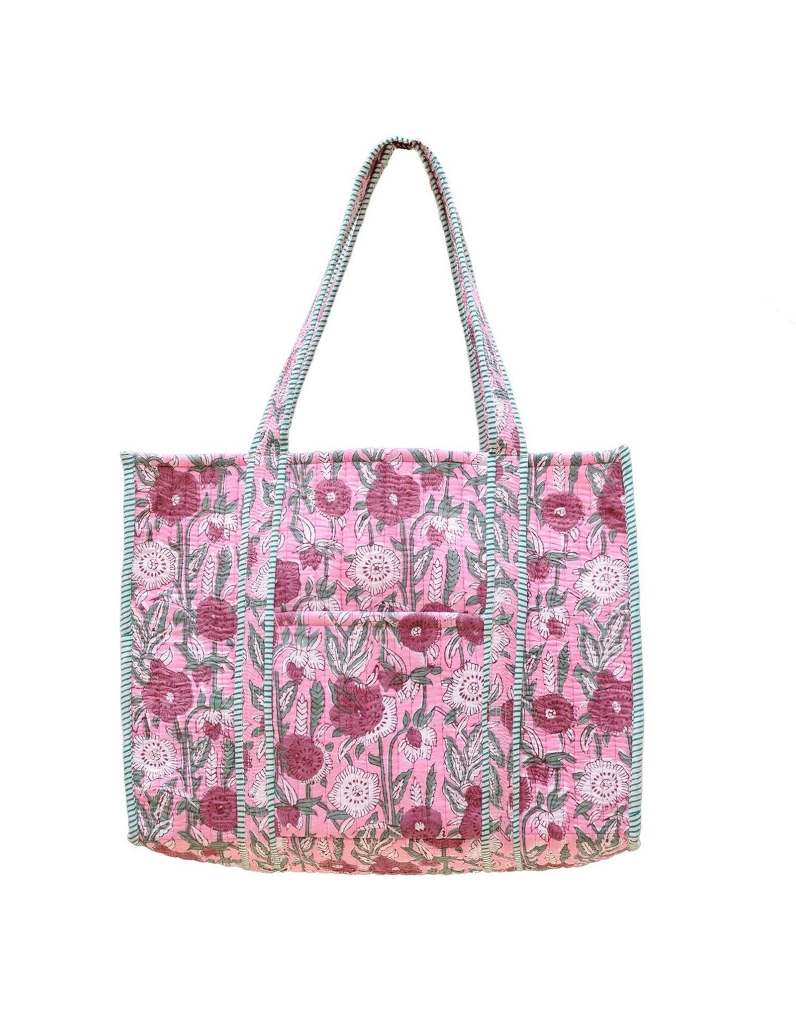 Quilted Tote With Outer Pocket (Lots of Colors!)